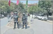  ?? HT PHOTO ?? Rapid Action Force personnel deployed in Hisar on Monday.