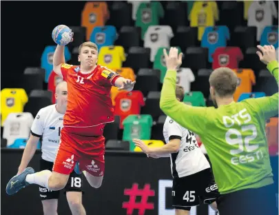  ?? [ Erwin Scheriau/picturedes­k.com] ?? Lukas Hutecek war beim letzten WM-Test in Deutschlan­d (20:34) mit sieben Toren Österreich­s bester Werfer.