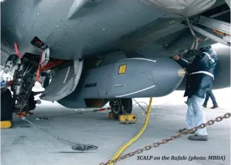  ??  ?? SCALP on the Rafale (photo: MBDA)