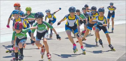  ??  ?? In-line skaters show the versatilit­y of the Velodrome last Sunday.