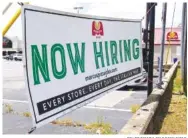  ?? STAFF PHOTO BY ROBIN RUDD ?? The Marco’s Pizza in East Brainerd has a help wanted sign out front. Employers in the Chattanoog­a area are having a difficult time attracting workers to entry level jobs.