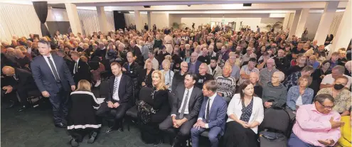  ?? ROBERT KITCHIN/THE POST ?? The audience at the Palmerston North convention centre shortly before Winston Peters took the stage.