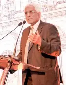  ??  ?? Dr. Indrajit Coomaraswa­my speaking at the event.