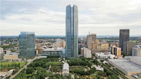  ?? [PHOTO BY DAVID MORRIS, THE OKLAHOMAN] ?? A dramatical­ly different downtown skyline is seen in this recent photo showing the impact of 25 years of MAPS and the resulting investment that has followed.