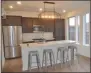  ??  ?? This apartment’s kitchen features views of downtown Saratoga Springs.