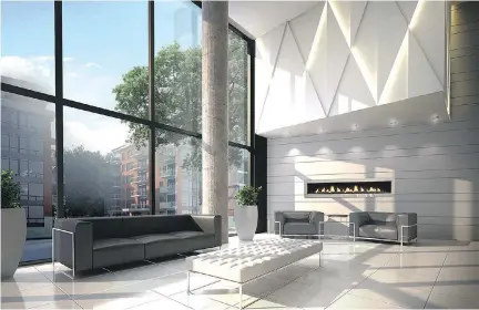  ?? COURTESY OF DÉVELOPPEM­ENT URBANIA ARTIST’S RENDERINGS ?? Signature Bates boasts a two-storey lobby with plenty of glass that allows for dramatic views as well as an abundance of natural light.