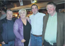  ?? (Pic: John Ahern) ?? L-r: Dan O’Riordan, Cllr. Sheila O’Callaghan, Denis O’Leary and Peter O’Keeffe, who were in Kades Kounty last Saturday night for Johnny O’Mahony’s 70th birthday party.