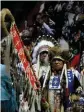  ??  ?? Gathering of Nations powwow staff carrier at the 2017 event.