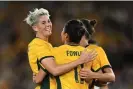  ?? Photograph: James Ross/AAP ?? Michelle Heyman was recalled to the Matildas in February after an eight-year hiatus from the team.