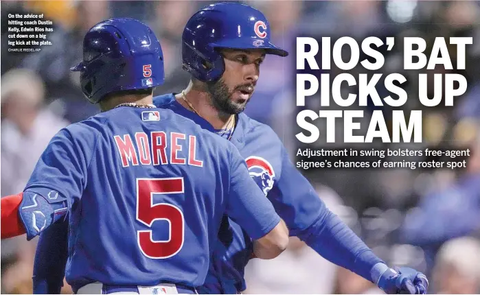  ?? CHARLIE RIEDEL/AP ?? On the advice of hitting coach Dustin Kelly, Edwin Rios has cut down on a big leg kick at the plate.