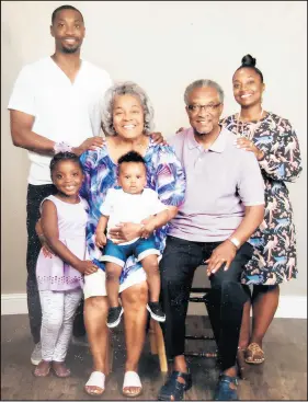  ?? RANDOLPH FAMILY ?? State Sen. Lonnie Randolph, center right, with granddaugh­ter Lael Legree, bottom left, wife Linda Randolph, holding grandson Asher Randolph, and children LaKesha Legree, far right, and Lonnie Randolph II.