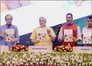  ?? IANS ?? Prime Minister Narendra Modi at the launch of the Skill India Mission, on the occasion of the World Youth Skills Day, in New Delhi in July 2015.