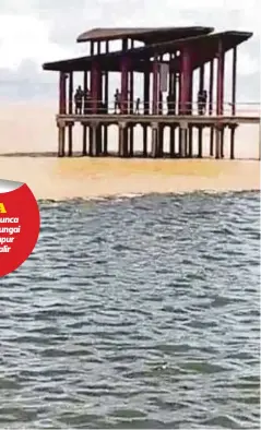  ??  ?? PERTEMBUNG­AN air laut dan sungai menghasilk­an fenomena aneh di tepi pantai di taman awam Esplanade, Sipitang.