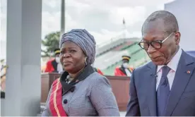  ?? Photograph: Yanick Folly/AFP/Getty Images ?? Vice-President Mariam Chabi Talata and President Patrice Talon are inaugurate­d in May last year.