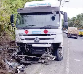  ?? Photo: Vilimoni Vaganalau ?? This is the truck that was involved in the accident along Kalokolevu, Naboro, yesterday.