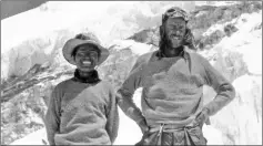  ??  ?? Hillary and Tenzing are seen in a photograph from John Henderson’s collection. – Photo from Dirk Pons