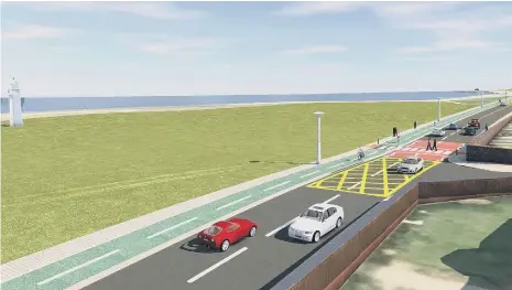  ??  ?? This is how the new bike path could look once installed from Seaburn to Roker.