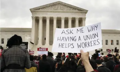  ??  ?? America needs to rebuild worker power in politics. Photograph: Jacquelyn Martin/AP