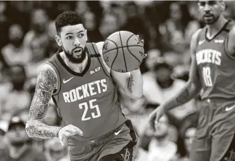  ?? Karen Warren / Staff photograph­er ?? Rockets guard Austin Rivers believes playing again during the COVID-19 pandemic would be worth the sacrifice of being sequestere­d. “My motivation is to win a championsh­ip,” he said.