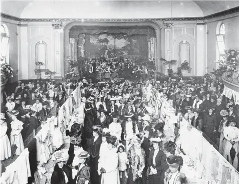  ?? ?? The Exhibition of Women’s Work at the Mechanics’ Institute Hall in 1907. Picture: W.H. Watts