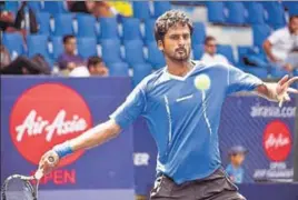  ?? HT PHOTO ?? SAketh Myneni defeated Sumit Nagal 64, 64.