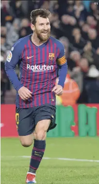 ??  ?? Lionel Messi celebra tras marcar un gol en el juego contra Leganés.