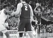  ?? Carmen Mandato/getty Images ?? Julian Strawther’s 3-pointer with 4.7 seconds left helped Gonzaga edge UCLA in the Sweet 16.