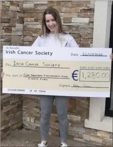  ??  ?? Katelyn Coleman from Terrerath raised €1,280 for the Irish Cancer Society by walking 50km in one day.