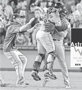  ?? ROBERT HANASHIRO/USA TODAY SPORTS ?? The Houston Astros celebrate their first World Series championsh­ip after beating the Los Angeles Dodgers on Nov. 1, 2017.