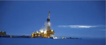  ?? Associated Press photos ?? This 2019 photo provided by ConocoPhil­lips shows an explorator­y drilling camp at the proposed site of the Willow oil project on Alaska’s North Slope. The Biden administra­tion’s approval of the massive oil developmen­t in northern Alaska on March 13 commits the U.S. to yet another decadeslon­g crude project even as scientists urgently warn that only a halt to more fossil fuel emissions can stem climate change.