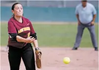  ??  ?? Santa Fe Indian High School’s Shannon Ortiz pitches during Wednesday’s game against West Las Vegas.