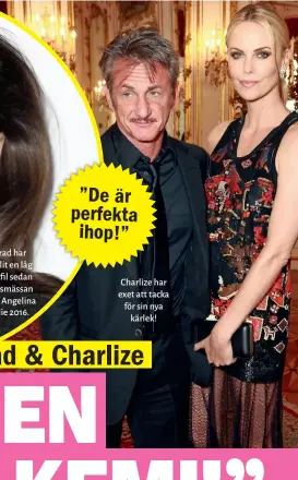  ??  ?? Brad har hållit en låg profil sedan skilsmässa­n från Angelina Jolie 2016. Charlize har exet att tacka för sin nya kärlek!