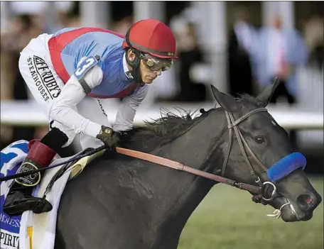  ?? Nick Wass Associated Press ?? MEDINA SPIRIT, shown at last year’s Preakness, died Dec. 6 after a workout at Santa Anita. The horse won the Kentucky Derby.