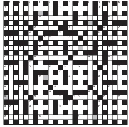  ?? ?? FOR A CHANCE TO WIN £750: Solve crossword to reveal the word reading down the shaded boxes. HOW TO ENTER: Call 0901 293 6231 and leave six-letter answer and details, or TEXT 65700 with the word XWORD, your answer and name. Texts and calls cost £1 plus standard network charges. One winner chosen from all correct entries received between 00.01 today (Saturday) and 23.59 tomorrow (Sunday). UK residents aged 18+, excl NI. Full terms apply, see Page 50. NEED A CLUE? Text HINT to 65700 for six answers, or call 0901 293 6235. Texts and calls cost £1 plus standard network charges. Today’s clues available from 00.01 Saturday to 23.30 on Sunday.