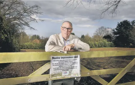  ??  ?? Geoffrey Proudlock on the site of the ‘meadow’