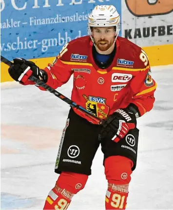  ?? Foto: Harald Langer ?? Julian Eichinger ist neuer Kapitän beim Eishockey-Zweitligis­ten ESV Kaufbeuren. Der 28-Jährige folgt auf Sebastian Osterloh, der seine Karriere im Sommer beendete.