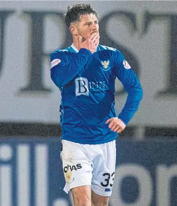  ?? SNS. ?? Matty Kennedy celebrates after grabbing St Johnstone’s second equaliser.