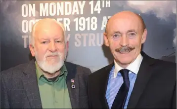  ??  ?? Charlie McCarthy and Michael Gaynor at “The Sinking of the SS Dundalk Oct 14th 1918” Exhibition in County Museum.