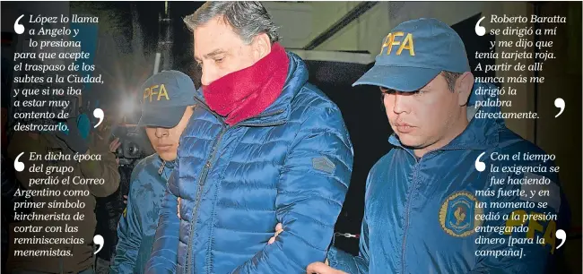  ?? CEDOC PERFIL ?? PRESO. Sánchez Caballero al ser detenido. Luego se presentarí­a Calcaterra y ambos quedarían imputados pero libres, a la espera de una eventual condena atenuada.