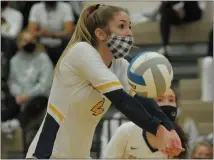  ??  ?? Senior Claire Nowicki has led the Wolves in kills, and is one of the team leaders in digs and aces this season.