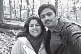  ??  ?? Srinivas Kuchibhotl­a poses with his wife, Sunayana Dumala, in Cedar Rapids, Iowa, in this undated photograph. Kranti Shalia, via The Associated Press