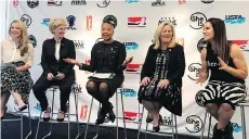  ?? DOUG FEINBERG/ASSOCIATED PRESS ?? From left: SheIS executive director Caiti Donovan, Canadian Women’s Hockey League commission­er Brenda Andress, WNBA president Lisa Borders, U.S. Tennis Associatio­n CEO Stacey Allaster, and former NFL coach Jen Welter are driving the SheIS initiative.