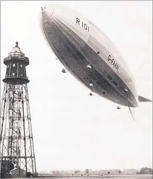  ?? ?? The R101, a British rigid airship takes off on last flight