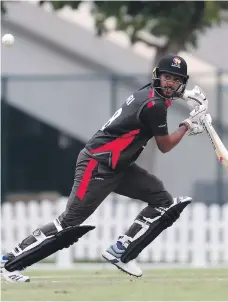  ?? Pawan Singh / The National ?? Chirag Suri followed up his 51 runs on Monday with a knock of 75 against Saudi Arabia yesterday. UAE won by 12 runs in Al Amerat, Oman, to finish top of Group B