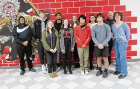  ?? ?? Left to right, back row: Geno Moore, Evan Sullenberg­er, Malique Rackley, Gabi Bailey, Kendal Mason, Wayne High School Principal Brent Carey. Front row: Aubrey Mullins, Valery Cooper, Jacob Gonzales, Joseph Conti, and Enna Eastman.