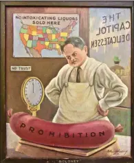  ??  ?? A whimsical 1930 cartoon linked President Herbert Hoover with federal Prohibitio­n.