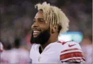  ?? JULIO CORTEZ — THE ASSOCIATED PRESS FILE ?? In this file photo, New York Giants wide receiver Odell Beckham Jr. (13) watches from the sidelines during the fourth quarter of a preseason NFL football game against the New York Jets, in East Rutherford, N.J.