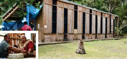  ?? Prime Minister Voreqe Bainimaram­a inside the shed. Photos: FELIX LESINAIVAL­U ?? The new processing shed to produce virgin coconut oil on Batiki. INSET: