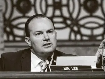  ?? Bill Clark / Bloomberg ?? U.S. Sen. Mike Lee, R-Utah, blocked the creation of Smithsonia­n museums honoring women and Latinos. The current House already has approved the move.