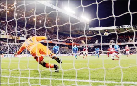  ??  ?? Nottingham Forest’s Kieran Dowell scores their fourth goal from the penalty spot Action Images via Reuters/Carl Recine